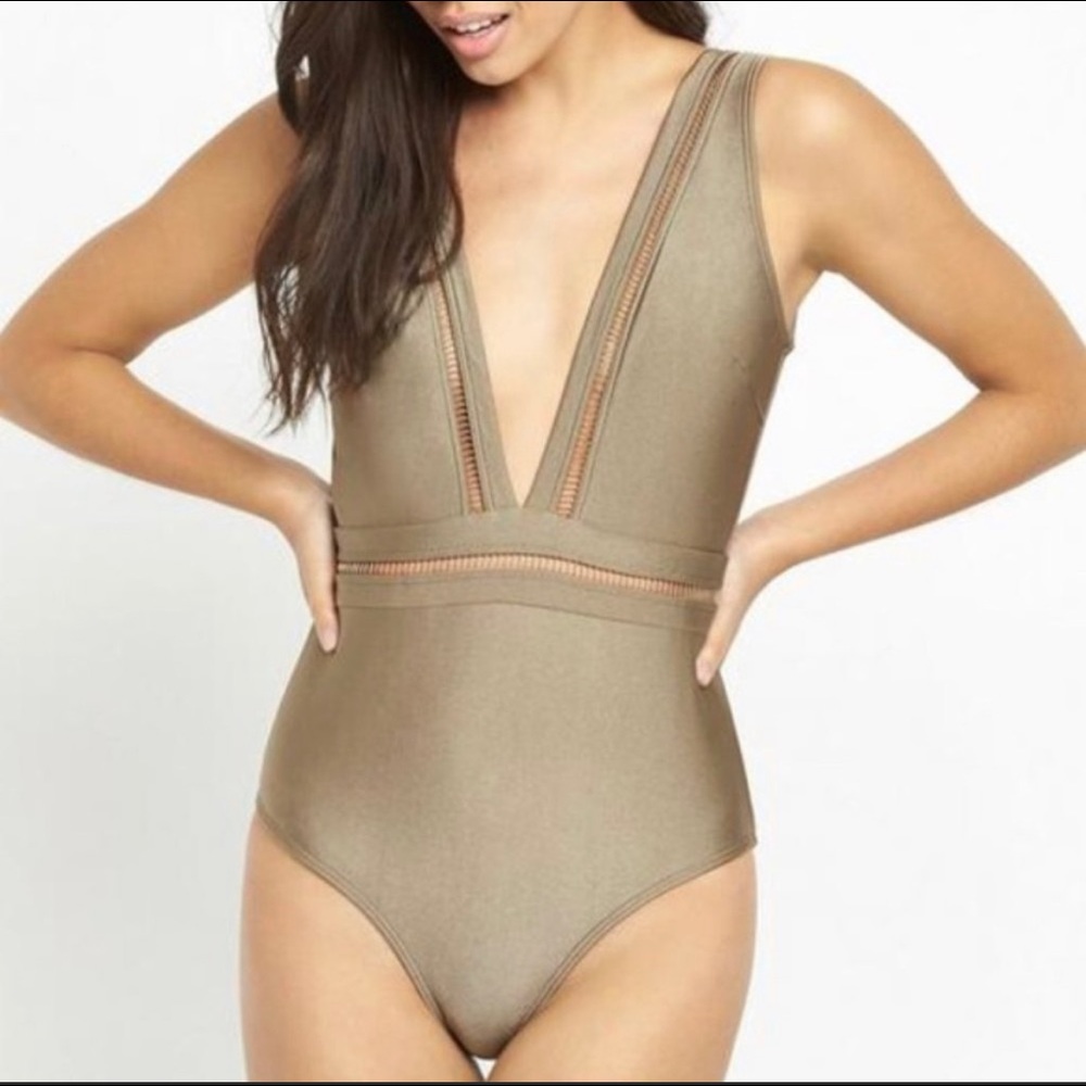 NWT Ted Baker Starza Swimsuit Khaki One Piece 10